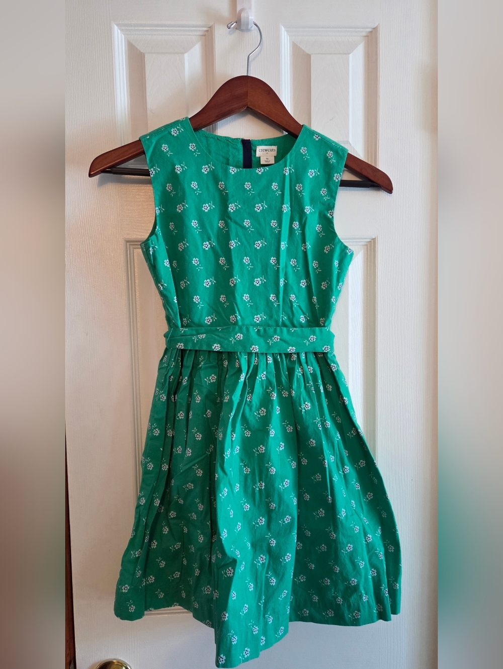 J. Crew Kids Kelly Green Floral Belted Sleeveless Dress - Size 10
